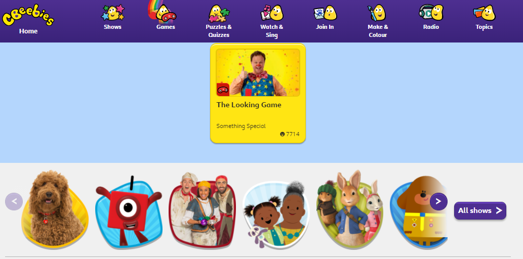 Cbeebies Shows Games