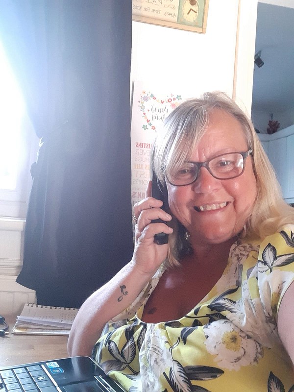 Sharon on phone