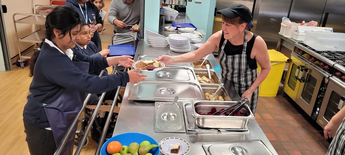 School lunch being served