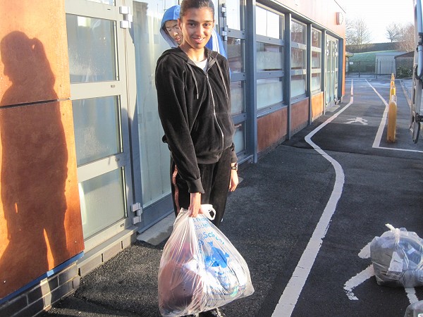 carrying out the bags